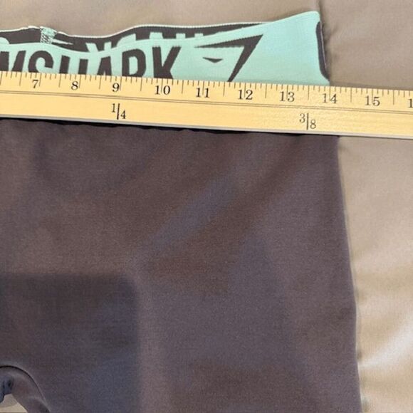 Gymshark Flex Low Rise Leggings Charcoal Gray with Aqua Band Size Small - Picture 6 of 9
